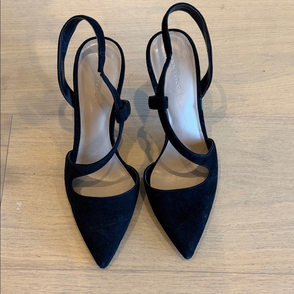 Ann Taylor Shoes - Ann Taylor Black Pointed Slingback Heels with Crisscross Straps
